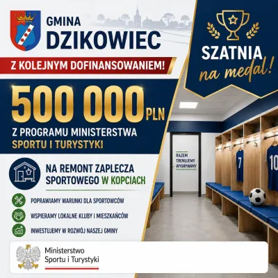 zdjęcie do artykułu: Gmina Dzikowiec zgarnia aż 500 000 PLN dofinansowania z Ministerstwa Sportu i Turystyki!
