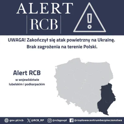 zdjęcie do artykułu: Alert RCB - zakończył się atak powietrzny na Ukrainę