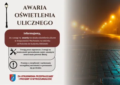 zdjęcie do artykułu: Awaria oświetlenia ulicznego w miejscowości Mechowiec