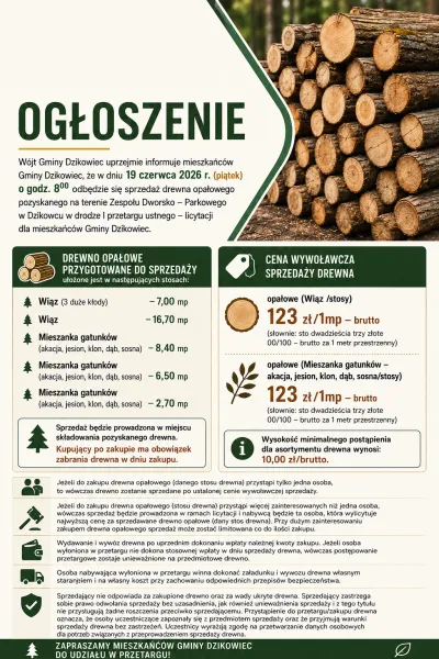 zdjęcie do artykułu: Sprzedaż drewna opałowego