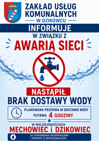zdjęcie do artykułu: Komunikat Zakładu Usług Komunalnych w Dzikowcu