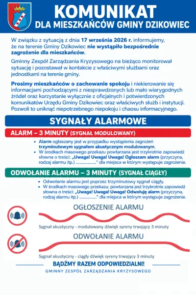  zdjęcie do artykułu Komunikat dla mieszkańców Gminy Dzikowiec