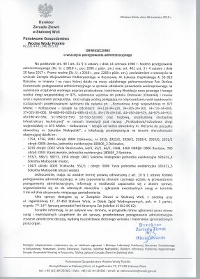 OBWIESZCZENIE o wszczęciu postępowania administracyjnego