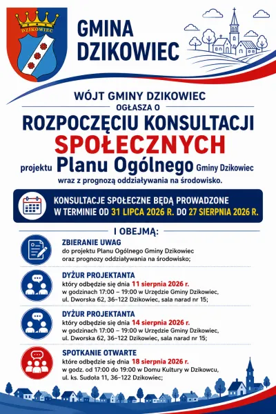  zdjęcie do artykułu Konsultacje Społeczne Projektu Planu Ogólnego Gminy Dzikowiec