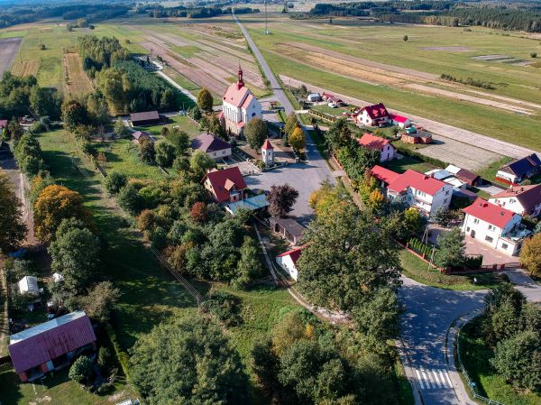 Widok na miejscowość Kopcie z lotu ptaka
