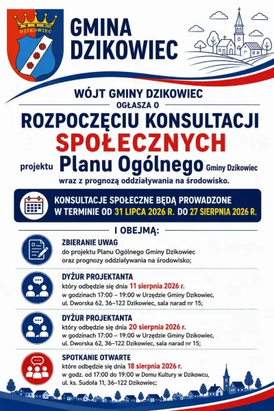  zdjęcie do artykułu Konsultacje Społeczne Projektu Planu Ogólnego Gminy Dzikowiec