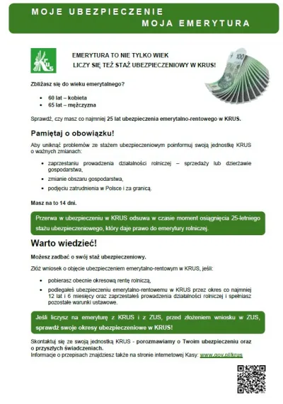  zdjęcie do artykułu Informacja KRUS- MOJE UBEZPIECZENIE - MOJA EMERYTURA