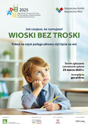 zdjęcie do
														 artykułu: VI Ogólnopolski Konkurs dla Dzieci na Rymowankę  o Bezpieczeństwie w Gospodarstwie Rolnym pod hasłem Wioski bez troski. 