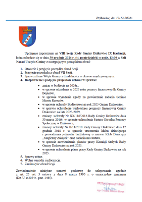 zdjęcie do
														 artykułu: VIII Sesja Rady Gminy Dzikowiec IX Kadencji