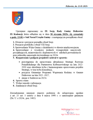 zdjęcie do
														 artykułu: IX Sesja Rady Gminy Dzikowiec IX Kadencji