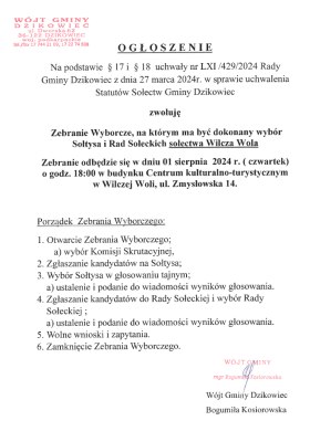 zdjęcie do
														 artykułu: Zebranie Wyborcze Sołectwa Wilcza Wola