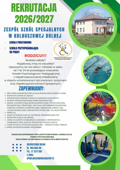  zdjęcie do artykułu Rekrutacja do Zespołu Szkół Specjalnych w Kolbuszowej Dolnej