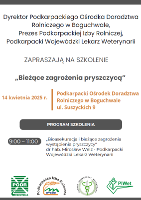 zdjęcie do
														 artykułu: Zaproszenie na Szkolenie: Bieżące Zagrożenia Pryszczycą