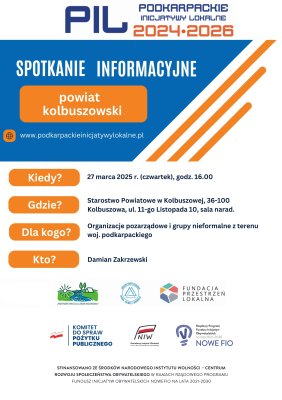 zdjęcie do
														 artykułu: Podkarpackie Inicjatywy Lokalne 2024-2026 - Rusza nabór wniosków na 2025 rok