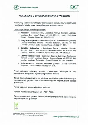 zdjęcie do
														 artykułu: Ogłoszenie o sprzedaży drewna opałowego