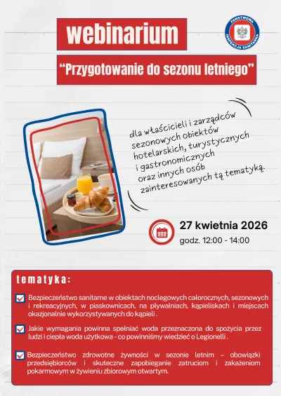  zdjęcie do artykułu Program bezpłatnego webinarium dla właścicieli sezonowych obiektów turystyczno–hotelarskich żywnościowych.