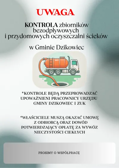 zdjęcie do artykułu: Kontrola zbiorników bezodpływowych (szamb) i przydomowych oczyszczalni ścieków