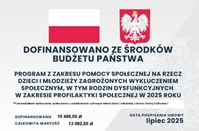 zdjęcie do
														 artykułu: „Przeciwdziałanie wykluczeniu społecznemu i uzależnieniom cyfrowym wśród dzieci i młodzieży z terenu Gminy Dzikowiec”